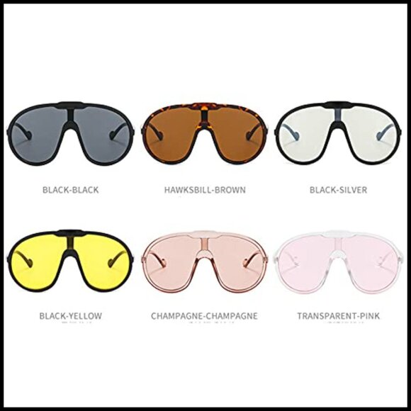 Plastic Frame Oversized One Piece Sunglasses UV400 Shield Goggles
